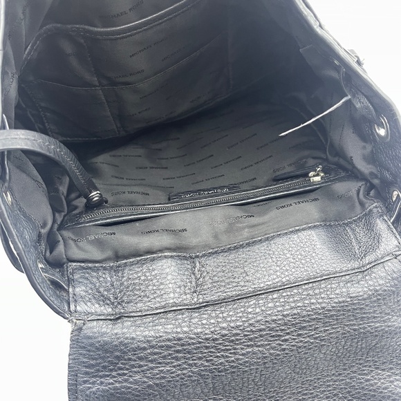 Michael Kors Evie Medium Black leather backpack handbag Silver hardware - Picture 11 of 14